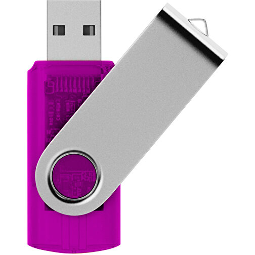 Rotate Transculent USB-Stick , rosa MB , 4 GB , Kunststoff, Aluminium MB , 5,80cm x 1,90cm x 1,00cm (Länge x Höhe x Breite), Bild 1