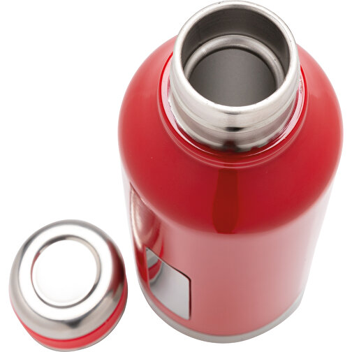 Auslaufsichere Vakuumflasche Mit Logoplatte, Rot , rot, Edelstahl, 20,30cm (Höhe), Bild 5