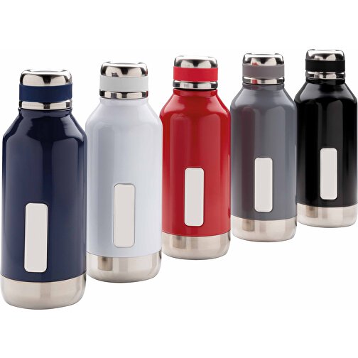 Auslaufsichere Vakuumflasche Mit Logoplatte, Grau , grau, Edelstahl, 20,30cm (Höhe), Bild 10