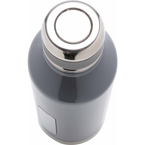 Auslaufsichere Vakuumflasche Mit Logoplatte, Grau , grau, Edelstahl, 20,30cm (Höhe), Bild 4
