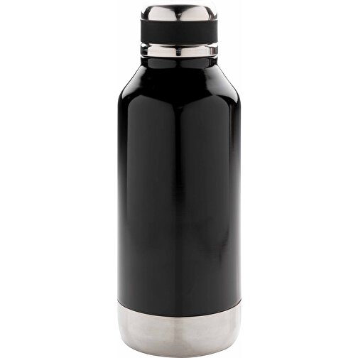 Auslaufsichere Vakuumflasche Mit Logoplatte, Schwarz , schwarz, Edelstahl, 20,30cm (Höhe), Bild 3