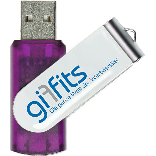 USB-Stick SWING DOMING 64GB , Promo Effects MB , violett transparent MB , 65 GB , Kunststoff/ Aluminium MB , 3 - 10 MB/s MB , 5,70cm x 1,00cm x 1,90cm (Länge x Höhe x Breite), Bild 1