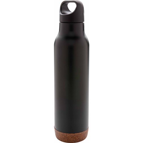 Auslaufsichere Vakuum-Flasche Mit Kork, Schwarz , schwarz, Edelstahl, 29,00cm (Höhe), Bild 1
