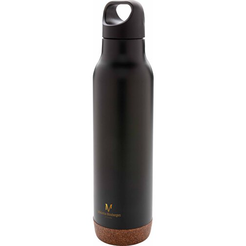 Auslaufsichere Vakuum-Flasche Mit Kork, Schwarz , schwarz, Edelstahl, 29,00cm (Höhe), Bild 6