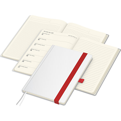 Buchkalender Match-Hybrid Creme Bestseller, Cover-Star Gloss, Rot , rot, Schreibpapier 90 g/m², 21,00cm x 14,80cm (Länge x Breite), Bild 2