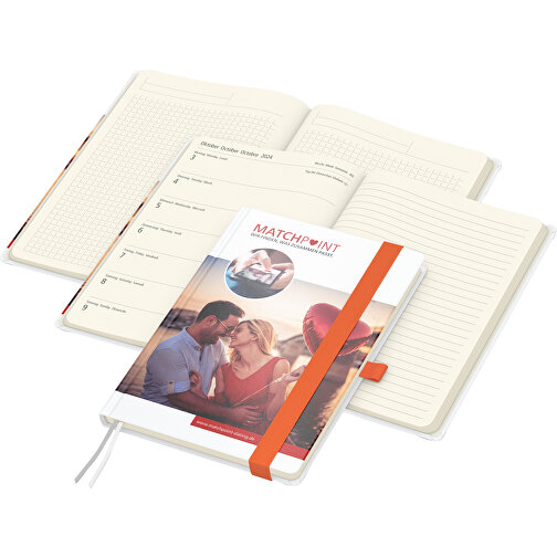 Buchkalender Match-Hybrid Creme Bestseller, Cover-Star Gloss, Orange , orange, Schreibpapier 90 g/m², 21,00cm x 14,80cm (Länge x Breite), Bild 1