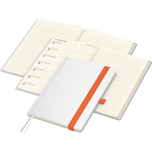 Buchkalender Match-Hybrid Creme Bestseller, Cover-Star Gloss, Orange , orange, Schreibpapier 90 g/m², 21,00cm x 14,80cm (Länge x Breite), Bild 2