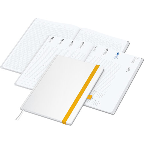 Buchkalender Match-Hybrid White Bestseller A4, Cover-Star Matt, Gelb , gelb, Schreibpapier 90 g/m², 29,70cm x 21,00cm (Länge x Breite), Bild 2