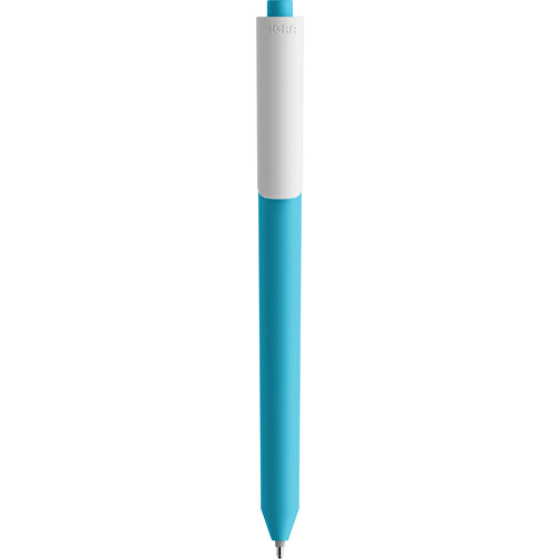 Pigra P03 Soft Touch Push Kugelschreiber , hellblau / weiß, ABS-Kunststoff, 14,00cm x 1,30cm (Länge x Breite), Bild 3