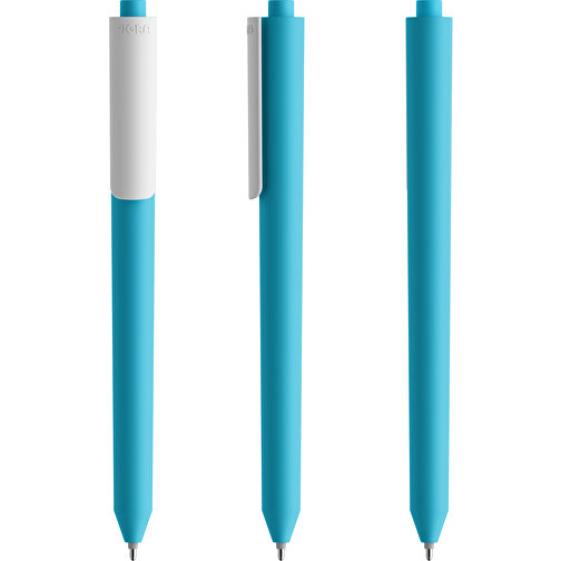 Pigra P03 Soft Touch Push Kugelschreiber , hellblau / weiß, ABS-Kunststoff, 14,00cm x 1,30cm (Länge x Breite), Bild 6