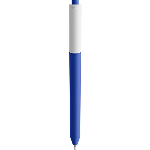 Pigra P03 Soft Touch Push Kugelschreiber , dunkelblau / weiss, ABS-Kunststoff, 14,00cm x 1,30cm (Länge x Breite), Bild 3