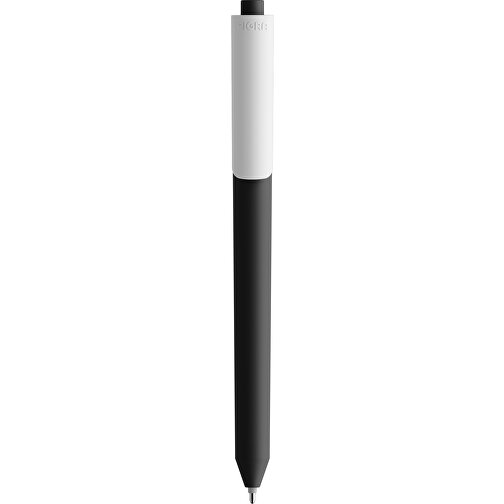 Pigra P03 Soft Touch Push Kugelschreiber , schwarz / weiß, ABS-Kunststoff, 14,00cm x 1,30cm (Länge x Breite), Bild 3