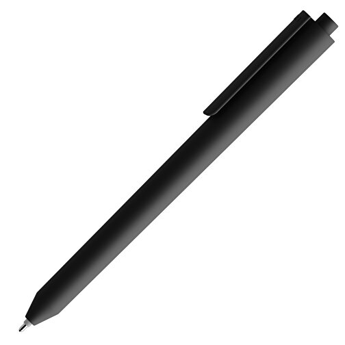 Pigra P03 Soft Touch Push Kugelschreiber , schwarz, ABS-Kunststoff, 14,00cm x 1,30cm (Länge x Breite), Bild 4
