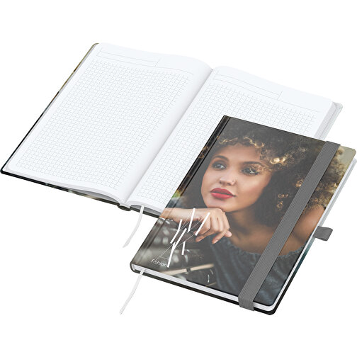 Notizbuch Match-Book White Bestseller A5 Cover-Star Matt-individuell, Silbergrau , silbergrau, Hochweisses Schreibpapier 90 g/m², 21,00cm x 14,80cm (Länge x Breite), Bild 1