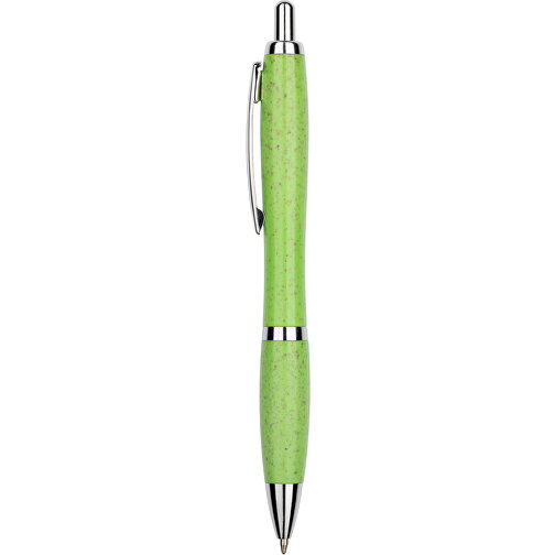 Kugelschreiber Shanghai , Promo Effects, grün, Weizenstroh, Kunststoff, Metall, 14,00cm (Länge), Bild 2