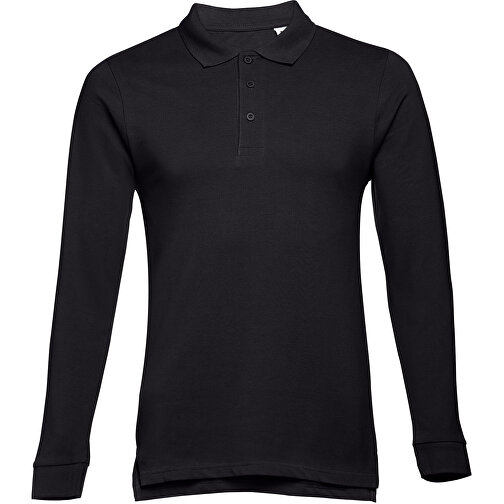 THC BERN. Langarm-Poloshirt Für Herren Aus Kardierter Baumwolle , schwarz, 100% Baumwolle, L, 71,50cm x 54,00cm (Länge x Breite), Bild 1