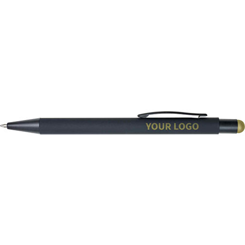 Penna a sfera gommata con puntale in gomma capacitivo (oro, ABS, 18g) come  gadget personalizzati su