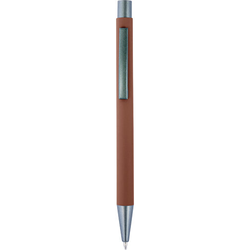 Kugelschreiber Mit Softtouch-Oberfläche Und Glanzgravur Emmett , braun, Aluminium, Metall, Kautschuk, , Bild 1