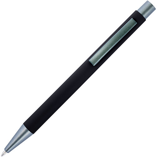Kugelschreiber Mit Softtouch-Oberfläche Und Glanzgravur Emmett , schwarz, Aluminium, Metall, Kautschuk, , Bild 2