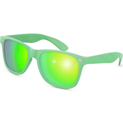 Sunshine Eco Mirror - UV 400 , Promo Effects, verspiegelt grün, Weizenstroh, Kunststoff, 14,50cm x 4,80cm x 15,00cm (Länge x Höhe x Breite), Bild 1