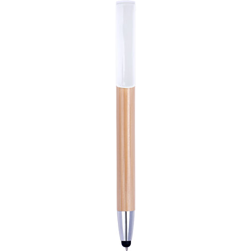 Bambus Kugelschreiber Mit Touchfunktion Colette , weiß, ABS, Plastik, Bambus, , Bild 1