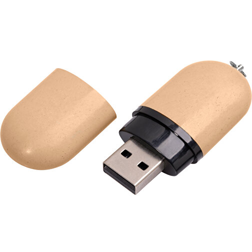 USB-Stick ROUND Eco 2.0 32GB , Promo Effects MB , natur MB , 32 GB , Mais/Kunststoff MB , 3 - 10 MB/s MB , 6,00cm x 1,00cm x 2,50cm (Länge x Höhe x Breite), Bild 2