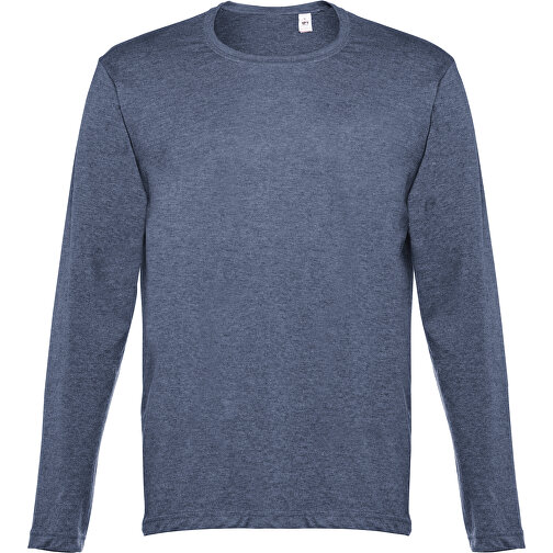 THC BUCHAREST. Herren Langarm T-Shirt , blau melliert, 100% Baumwolle, XXL, 78,00cm x 61,00cm (Länge x Breite), Bild 1
