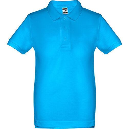 THC ADAM KIDS. Kurzärmeliges Baumwoll-Poloshirt Für Kinder (unisex) , wasserblau, 100% Baumwolle, 2, 45,00cm x 31,00cm (Länge x Breite), Bild 1