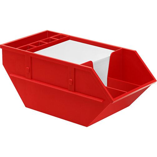 Zettelbox 'Container' , rot, PS+PAP, 21,00cm x 9,00cm x 10,70cm (Länge x Höhe x Breite), Bild 1
