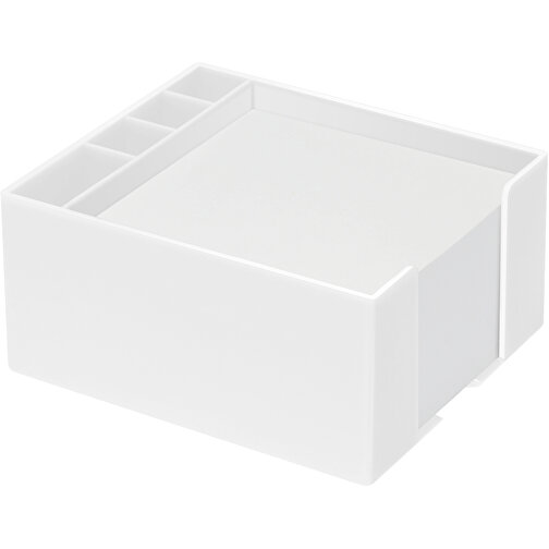 Zettelbox Mit Köcher 'Ypsilon' , weiß, PS+PAP, 12,50cm x 6,00cm x 10,50cm (Länge x Höhe x Breite), Bild 1