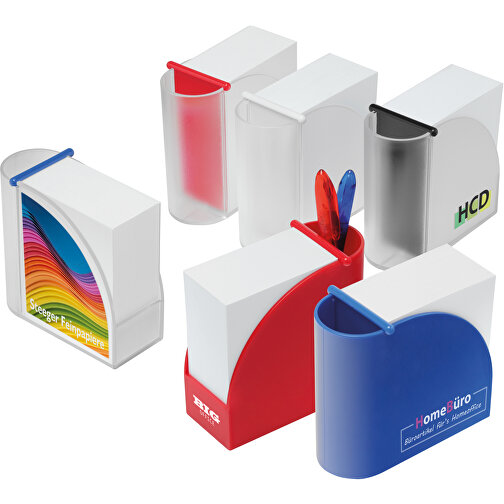 Zettelbox Mit Integriertem Köcher 'Design' , rot, rot, PS+PAP, 10,70cm x 10,40cm x 5,40cm (Länge x Höhe x Breite), Bild 2