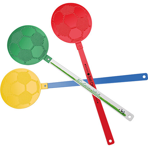 Fliegenklatsche 'Fussball' , grün, rot, PE+PS, 42,30cm x 0,50cm x 11,80cm (Länge x Höhe x Breite), Bild 2