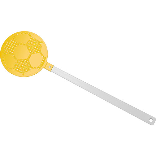 Fliegenklatsche 'Fussball' , weiss, gelb, PE+PS, 42,30cm x 0,50cm x 11,80cm (Länge x Höhe x Breite), Bild 1