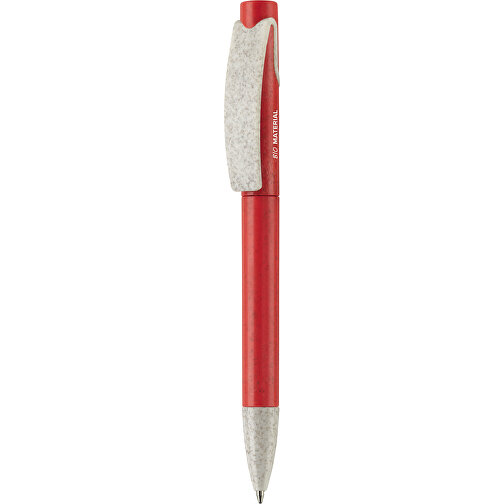 Kugelschreiber Punto Eco , rot / beige, Weizenstroh & ABS, 14,70cm (Länge), Bild 1
