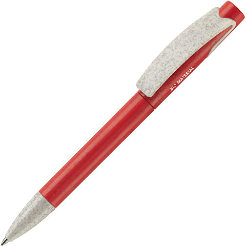 Kugelschreiber Punto Eco , rot / beige, Weizenstroh & ABS, 14,70cm (Länge), Bild 2
