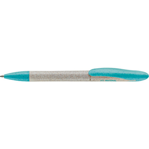 Kugelschreiber Speedy Eco , beige / hellblau, Weizenstroh & ABS, 14,30cm (Länge), Bild 3