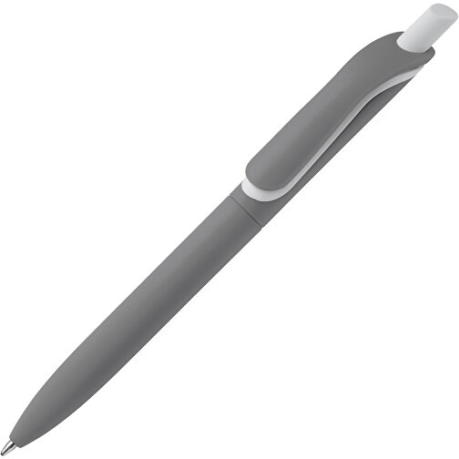 Kugelschreiber Click-Shadow Soft-Touch Hergestellt In Deutschland , grau, ABS, 14,30cm (Länge), Bild 2