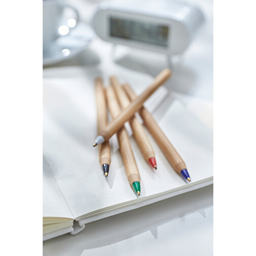Bambus Kugelschreiber ESSENTIAL , braun, weiss, Bambus / Kunststoff, 14,80cm (Länge), Bild 4