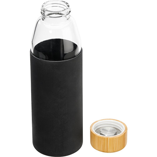 Varmebestandig drikkeflaske i glass 0,5 l med bambuslokk, silikonhylse og gaveeske, Bilde 2