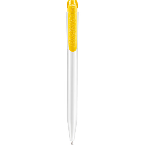 Kugelschreiber IProtect , weiß / gelb, ABS mit zinc ionen, 13,50cm (Länge), Bild 2