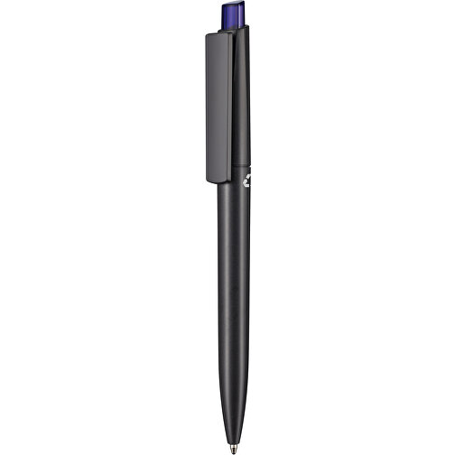 Kugelschreiber CREST RECYCLED + Schwarz , Ritter-Pen, schwarz recycled/ozean-blau TR/FR, ABS-Kunststoff, 149,00cm (Länge), Bild 1