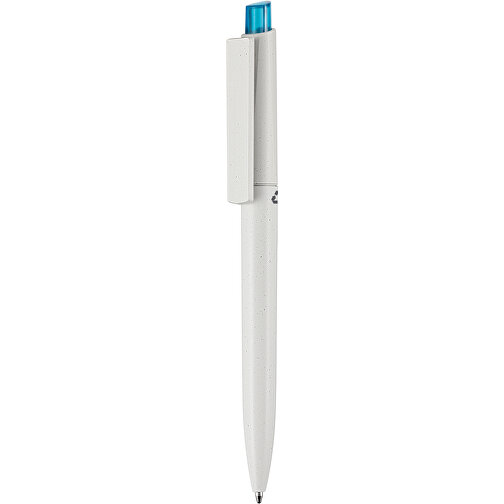 Kugelschreiber CREST RECYCLED + Grau , Ritter-Pen, grau recycled/caribic-blau TR/FR, ABS-Kunststoff, 149,00cm (Länge), Bild 1