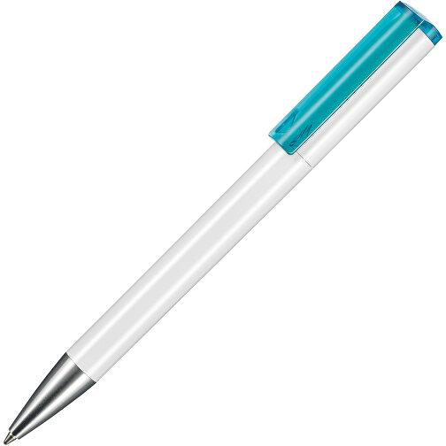 Kugelschreiber LIFT ST , Ritter-Pen, weiß/türkis TR/FR, ABS-Kunststoff, 140,00cm (Länge), Bild 2
