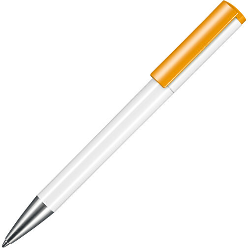 Kugelschreiber LIFT , Ritter-Pen, weiß/apricot-gelb, ABS-Kunststoff, 140,00cm (Länge), Bild 2