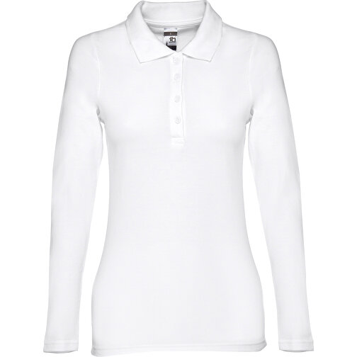 THC BERN WOMEN WH. Langärmeliges Poloshirt Für Damen Aus Kardierter Baumwolle , weiß, 100% Baumwolle, S, 62,00cm x 40,00cm (Länge x Breite), Bild 2