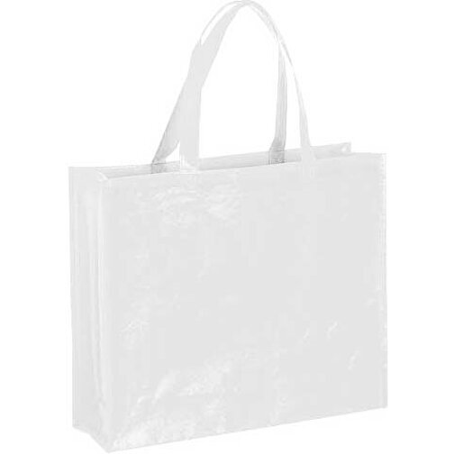 Tasche FLUBBER , weiß, Laminiert Vliesstoff, 40,00cm x 11,50cm x 35,00cm (Länge x Höhe x Breite), Bild 1