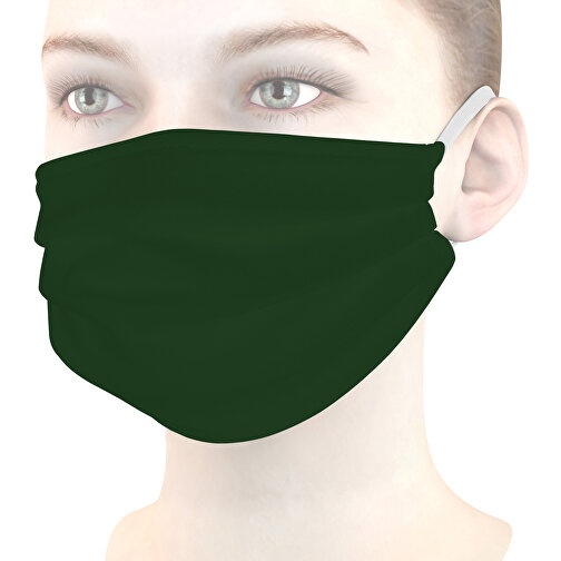 Mund-Nasen-Maske , dunkelgrün, Baumwolle, 11,00cm x 9,00cm (Länge x Breite), Bild 1