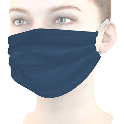 Mund-Nasen-Maske , blautanne, Baumwolle, 11,00cm x 9,00cm (Länge x Breite), Bild 1