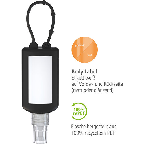 Handdesinfektionsspray (DIN EN 1500), 50 ml, stötfångaren svart, etikett (R-PET), Bild 3