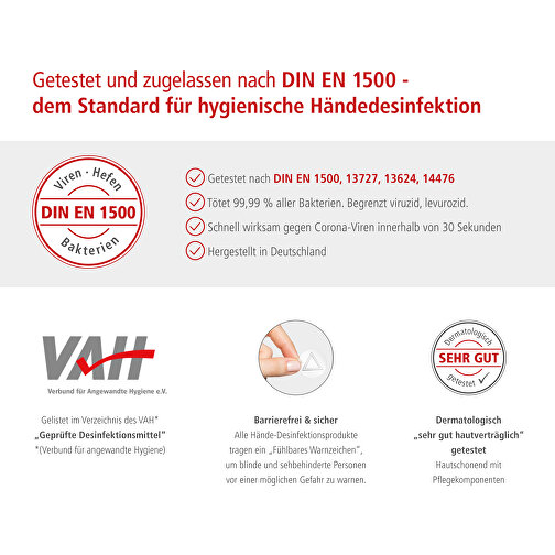 Handdesinfektionsspray (DIN EN 1500), 50 ml stötdämpare röd, etikett (R-PET), Bild 5